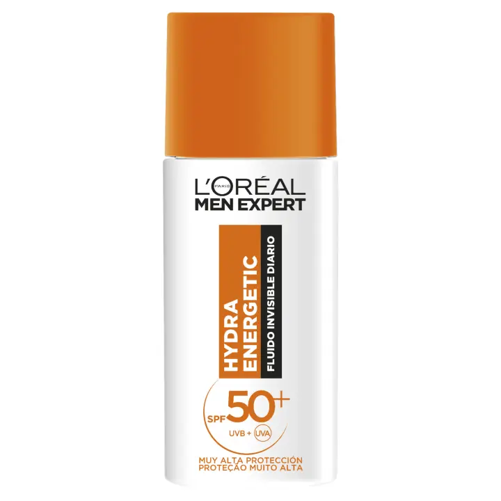 L'Oréal Paris Men Expert Hydra Energetic Fluido Invisible Diario FPS 50+ Crema Hidratante con Protección Solar - 1