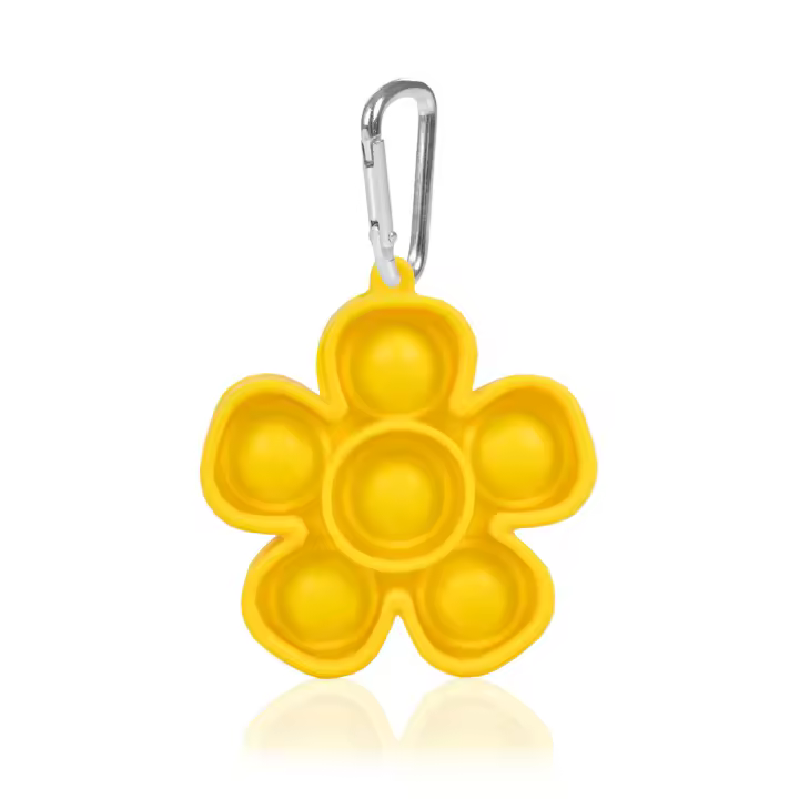 DAM. Mini Bubble Pop It juguete sensitivo desestresante, burbujas de silicona para apretar y pulsar. Diseño flor con llavero. 6x1x6cm. - 1