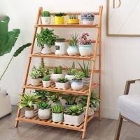 Soporte para Plantas Interior Estantería De Escalera para Macetas De Bambú Estante para Plantas De 3/4 Niveles Estante Plegable para Macetas para Patio Jardín Balcón - details 4