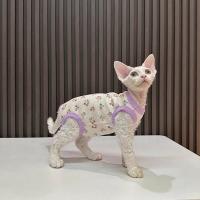 Nueva Ropa De Gato Con Patas Cuatro Flores Sin Pelaje Protección Del Estómago Estilo Moda Adecuada Para Gatos Sphynx Devon - details 3