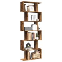 vidaXL Librería divisor 6 niveles madera ingeniería 70x24x193cm en color Blanco/Roble Sonoma/Marrón roble y más - details 8