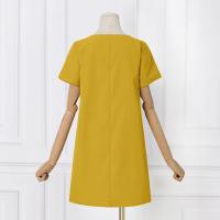 VONDA Vestido Mini De Verano Para Mujer En Color Sólido Estilo Casual Cuello Redondo Manga Corta Vestidos A-Line Fiesta - details 20
