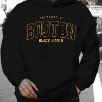 Sudadera De Capucha Estilizada Para Hombre Estilo Callejero Deportivo Casual De Otoño Y Invierno Cuello Redondo Sin Cierre Material Poliéster - details 6