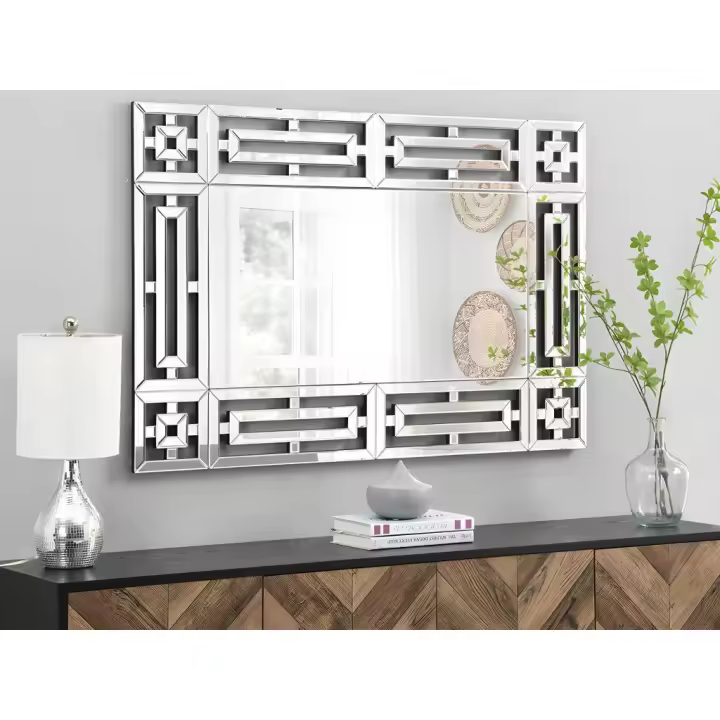 Vente-unique - Espejo de pared de acero inoxidable - Ancho 120 x Alt. 80 cm- LOAYE - 1