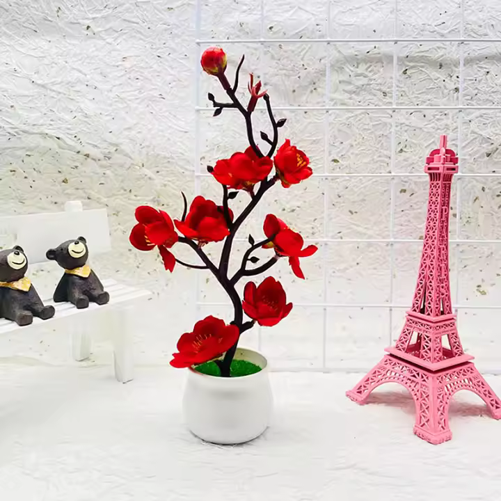 1PCS Arbolito De Bonsái Artificial En Maceta Flores Falsas Para Decoración De Hogar Y Jardín De Hoteles Plantas Simuladas Para Mesa - 1