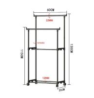 Rack De Ropa Doble Con Gancho Organizador De Ropa Para Dormitorio Móvil Con Ruedas Estante De Ropa Metálico Moderno Para El Hogar - details 13