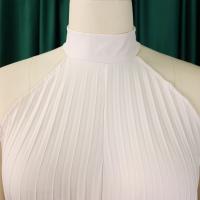 Elegante Monopiece Plisado Para Mujer Con Cinturón Y Pierna Ancha De Largo Al Suelo Sin Mangas Y Cuello Redondo Para Fiesta Y Cumpleaños - details 5