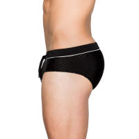 Bikini De Baño Para Hombres Sexy Slip Briefs De Baño De Cintura Baja Color Negro Shorts Malla Cordón Surf Beachwear - details 2