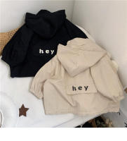 Chaqueta De Niño Con Capucha Y Cierre De Cremallera Estilo Streetwear Para Primavera Y Otoño Con Letras En Material Mixto - details 0