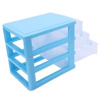 Mini caja de almacenamiento de plástico translúcida tipo cajón, azul, 3 capas - details 5