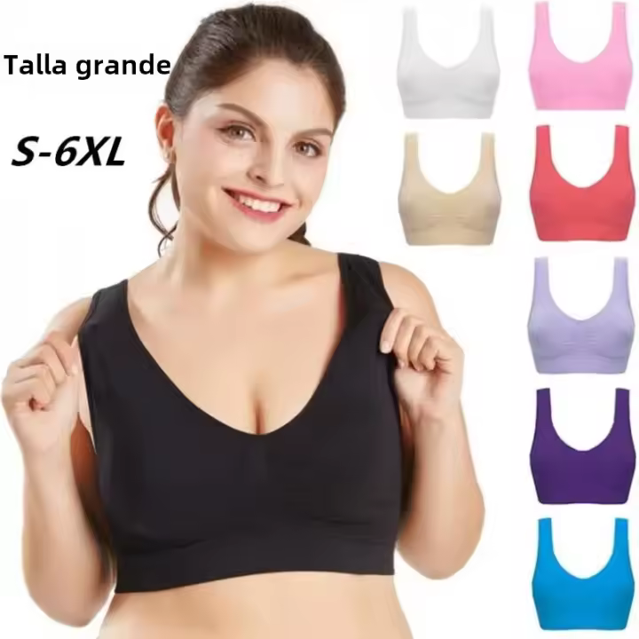 Sujetador Deportivo Para Mujer Con Almohadones Top De Yoga Running Gimnasio Fitness Transpirable Sin Cierre De Nylon Y Elástico - 1