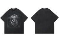 Camiseta De Algodón Retro Hip Hop Streetwear Para Hombres Con Diseño De Cráneo Y Rostro Roto T-shirt Harajuku Unisex Para Primavera Y Verano - details 4