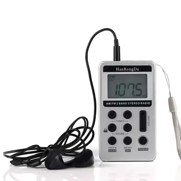 Estéreo con Radio de Bolsillo Am/FM con Auricular Pantalla LCD USB Recargable Excelente recepción DSP para Gimnasio, al Aire Libre, Biblioteca, Museo (Black) - 1