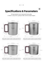 Taza De Café De Titanio Puro Tiartisan Para Exteriores Con Mango De Nogal Mate Antideslizante Y Anti-escaldón Capacidades De 300ml Y 450ml Para Camping - details 9