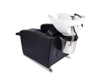 Lavacabezas de peluquería negro con reposapiernas y lavabo de cerámica blanca - details 5