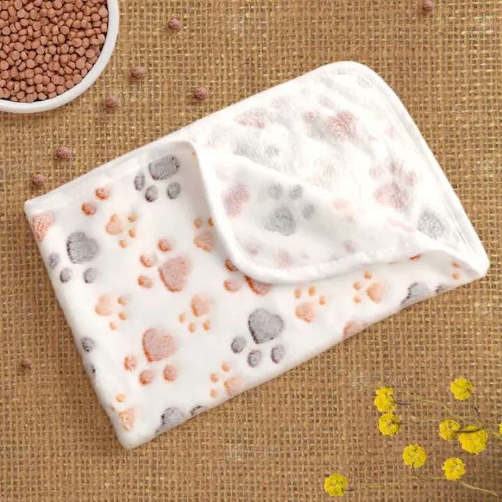 Manta Para Mascotas De Peluche Con Huellas De Patas Para Calidez Suavidad Y Sin Caída De Pelos Universal Para Gatos Y Perros Almohadilla Para Gatos - 1