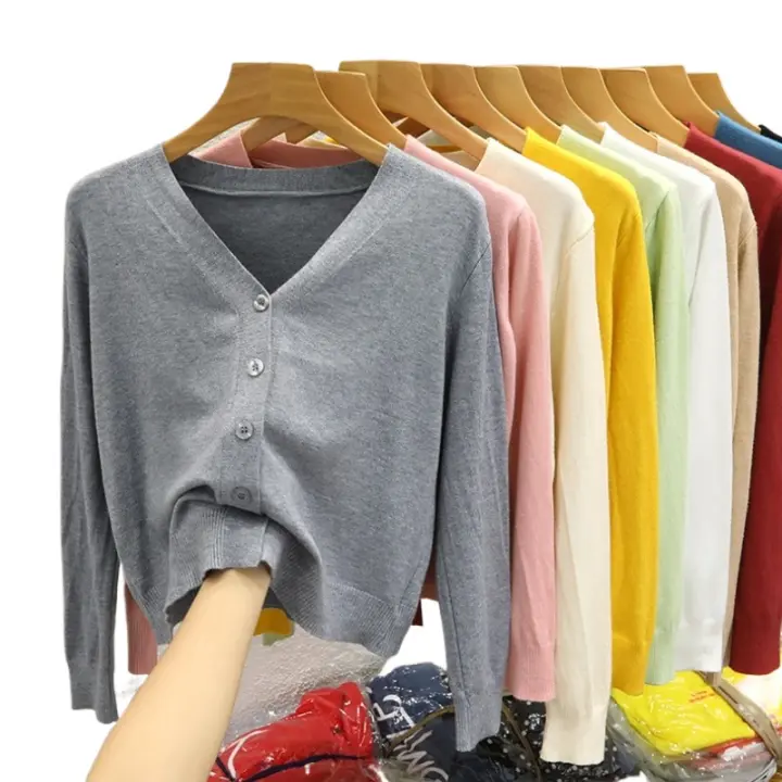 Nueva Chaqueta De Punto Negra Estilo Coreano Con Cuello En V Manga Larga Casual Para Mujer Otoño 2026 Top Sólido Cierre Único - 1