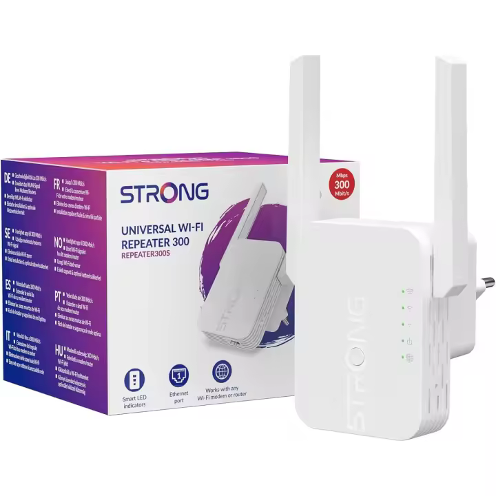 Repetidor WiFi, Amplificador WiFi 300Mbps, 2026 Puerto Ethernet 100Mbps, Punto de Acceso y Extensor, Indicador de Señal LED, Compatible con Todos los Routers WiFi, Configuración Fácil Mediante WPS - 1
