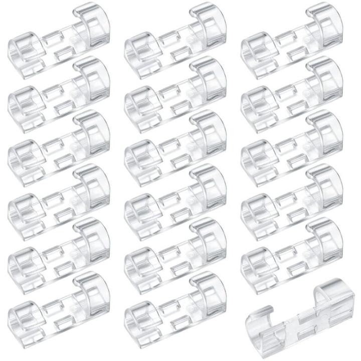 Sollbry 120 piezas Clips de cable adhesivos, soportes organizadores de cables redondos, organizador de cables, clips de cable de plástico para montaje en pared con almohadillas adhesivas para cable de escritorio (transparente)
