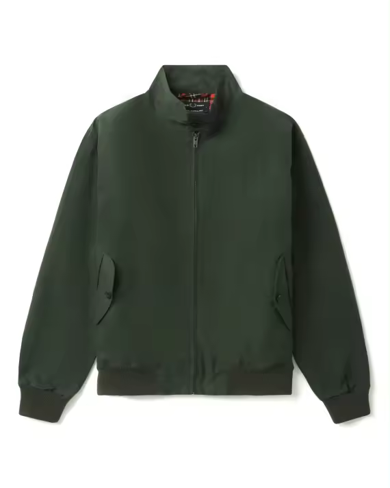 Fred Perry Made In England Waxed Harrington Jacket Night Green - 1