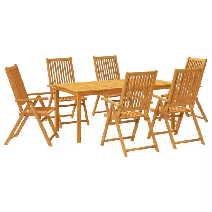 vidaXL Juego de comedor para jardín 7 piezas madera maciza acacia - 1