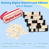 Juego De Rummy Cubes Con 4 Soportes 106 Piezas Juego De Mesa Clásico Para Familia Set De Viaje Portátil Incluye 106 Tiles - details 2