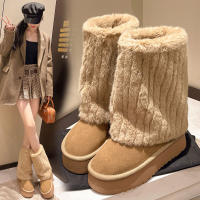 Botas De Nieve Para Mujer Con Aumento De Altura Y Suela Gruesa 2024. Botines De Invierno Con Forro De Peluche Y Algodón Espeso. Material De La Parte Superior PU. Botas De Media Caña. - details 3