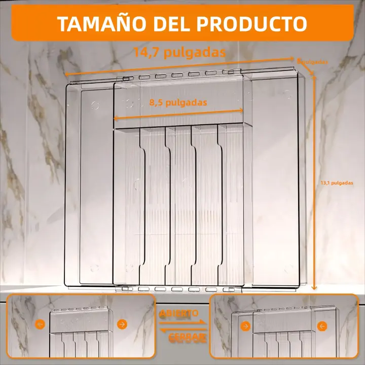 Organizador De Cajón De Cucharas Ajustable En Negro Para Cocina Expansible Soporte Para Utensilios Y Platos De Estilo Clásico - 1