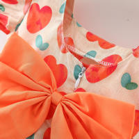 Vestido De Verano Para Bebé Niña Con Estampado De Amor Y Lazo En Algodón Vestido De Fiesta Con Mangas Flounce Estilo Coreano - details 10