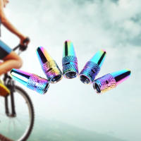 5pcs Cubierta De Válvula De Rueda Para Bicicleta Color Arcoíris Aluminio Piezas De Repuesto Para Válvulas Presta - details 0