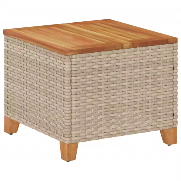 Mesa de Jardín sintético Madera Acacia beige 45x45x37 cm - 1