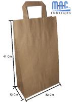 MAC EMBALAJES Bolsa de papel kraft liso 32+12X41 (Pack 100 Unds.) 100% reciclables tipo de asa, asa plana - details 0