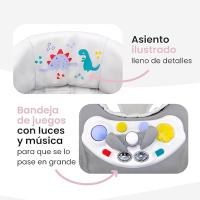Asalvo Andador para Bebé Dino - Centro de Actividades, Ajustable a 3 Alturas, Bandeja con Juegos, Luces y Música, Plegado Compacto, Hasta 12 kg - details 1