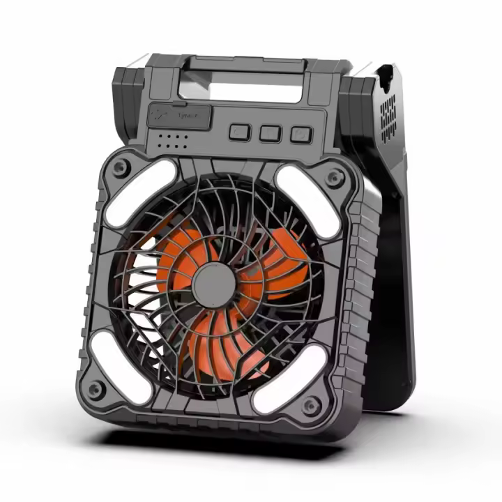 PORCHEDDU Ventilador de camping cargado por Energía Solar with LED interior, Batería recargable de 10400 mAh, portáthil, temporizador, carga de teléfono y ventilador Ecológico, para camping, pesca, Court - 1