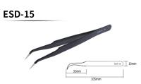 Set De 6 Pinzas De Precisión ESD Antiestática Acero Inoxidable Herramientas De Reparación Para Electrónica Y Artesanía - details 10