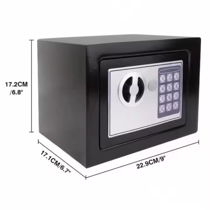 Caja Fuerte Digital con Cerradura de Combinación y 2 Llaves - Caja Fuerte de Seguridad Resistente para Efectivo, Joyas, Objetos de Valor - Operación Sin Batería, Diseño Compacto para Hogar, Oficina, Negocios - Regalo Ideal de Halloween y Navidad (No Requi - 1