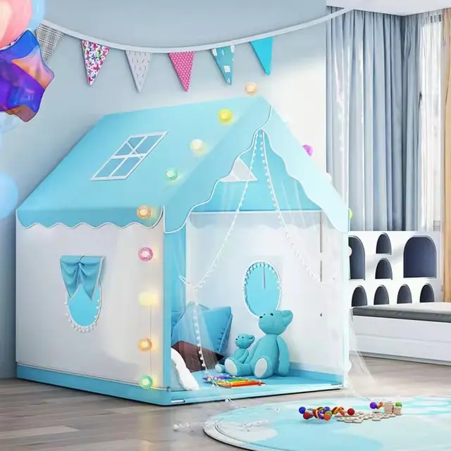 Carpa Para Niños Grande Juguete Plegable Interior Casa De Juego Para Niñas Castillo De Princesa Habitación Infantil Juego Para Cama - 1