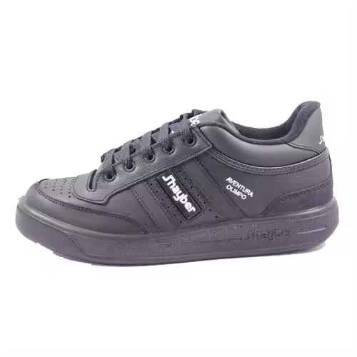 Deportivos marca JHAYBER para hombre en color negro. Deportivas Jhayber Olimpo Negras para hombres, deportivas clásicas de piel hechas en España - 1
