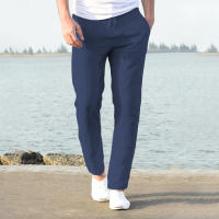 Pantalones De Lino Y Algodón Para Hombre Transpirables De Color Sólido Estilo Casual Para Otoño Ajuste Regular Cierre Elástico - details 5