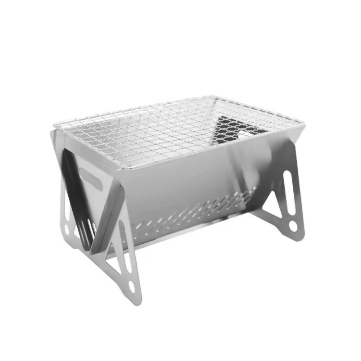 Estufa de leña plegable para exteriores, de acero inoxidable, para barbacoa, suministros de camping, estufa de carbón portátil - 1