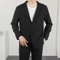 Chaqueta De Primavera Otoño Para Hombre Elegante Blazer Big Size Traje Suelto De Poliéster Cierre Único Estilo Minimalista Casual - details 5
