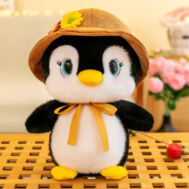 Nueva Peluche De Pingüino Cartoon Lindo En Amarillo Verde Y Azul Con Sombrero Para Niños Regalo De Cumpleaños Y Navidad - 1