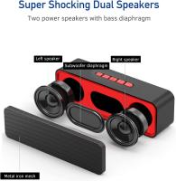 Altavoz Bluetooth portátil, Altavoz inalámbrico Bluetooth 5,0 with Graves Estéreo 3D Hi-Fi, Katería incorporada de 1500 mAh, Tiempo de reproducción 12H (Rojo) - details 0