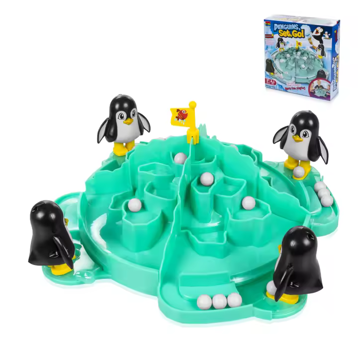 DAM. Pingüinos Lanza Bolas de Nieve. Juego de mesa de habilidad para 2 a 4 jugadores. 31x12x31cm. - 1