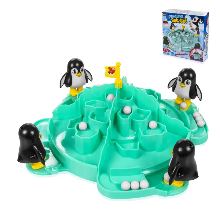 DAM. Pingüinos Lanza Bolas de Nieve. Juego de mesa de habilidad para 2 a 4 jugadores. 31x12x31cm. - 1