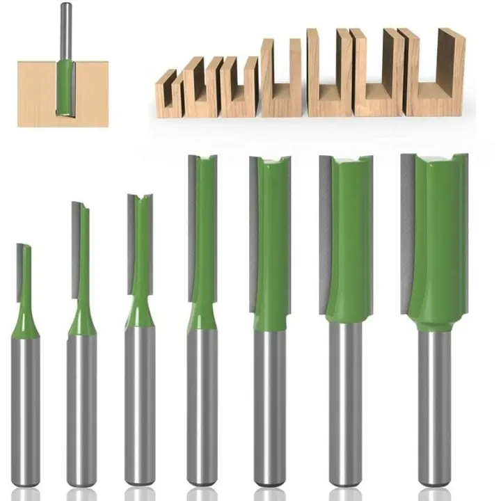 Broca de enrutador recta de 6 mm, 7 piezas de brocas de enrutador rectas Fresa de borde recto Juego de brocas rectas Carburador Fresa de madera Herramientas para trabajar la madera - 1