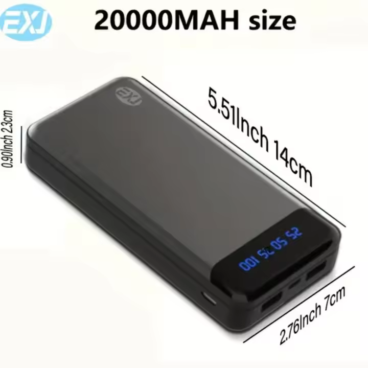 EXJ-Power Bank 20000mAh 22.5W Carga Rápida con Pantalla Digital Batería Externa Portátil Cargador de Energía para iPhone16 Pro, 15, 14, 13, iPad/Google/Samsung - 1