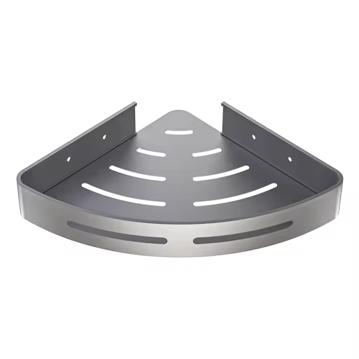 Cesta De Almacenamiento Para Inodoro No Perforada Tripode De Aluminio Montado En La Pared Para Esquina De Lavabo Y Baño - 1