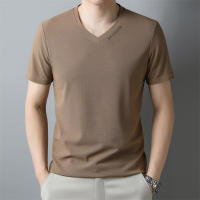 Camiseta De Hombre Casual Y Moda Con Cuello V Y Mangas Cortas En Color Sólido Transpirable Y Cómoda Para Verano Top Versátil - details 2