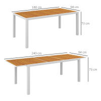 Outsunny Mesa de Jardín Extensible Mesa de Comedor Exterior Rectangular Mesa de Terraza para 6 Personas con Marco de Aluminio Efecto de Madera Carga 50 kg 180/240x94x73 cm Marrón - details 2